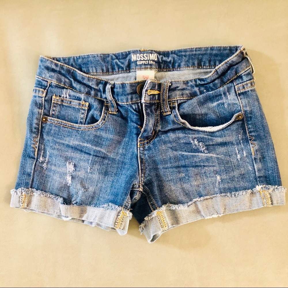 Mossimo deconstructed jean shorts